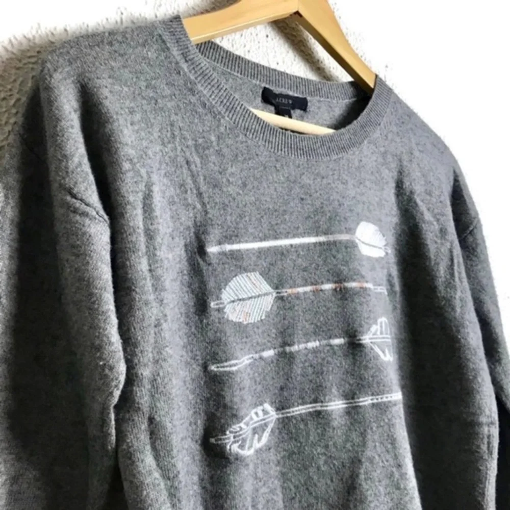 J. Crew Feathers Gray Rabbit Hair Blend Sweater Small‎